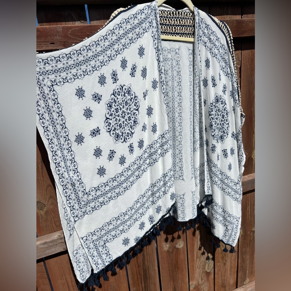 Spring/Summer Boho Blue & White Kimono